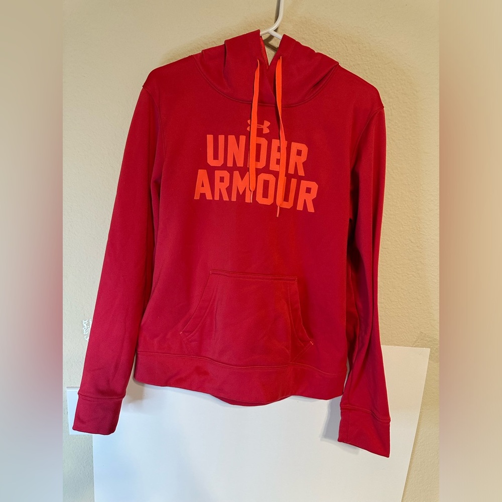 Under Armour Scarlet Hoodie with Tangerine Logo